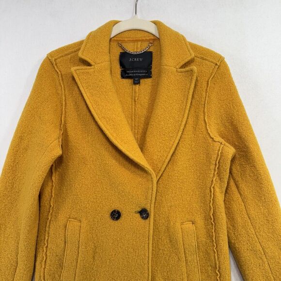 J.Crew Coat Women 6P Mustard Yellow Topcoat Daphne Petite Italian Boiled Wool - Picture 4 of 14